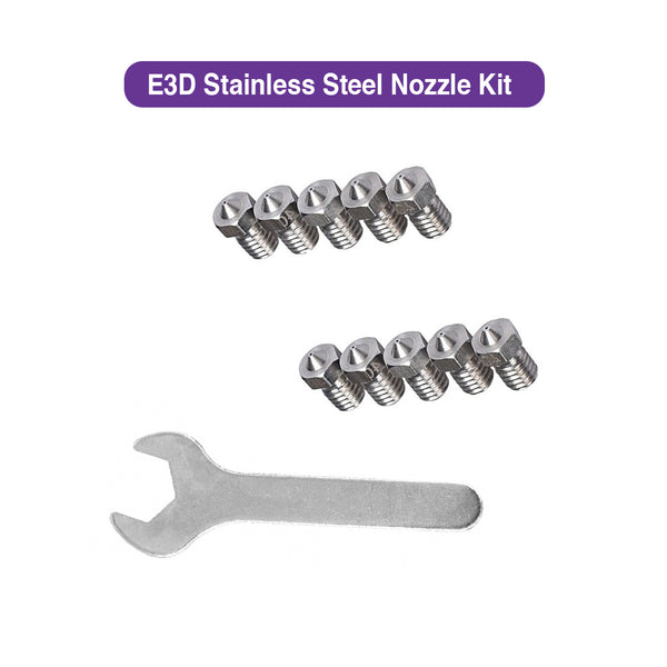 E3D Stainless Steel Nozzle Kit - 21 Pieces + Open-End Wrench