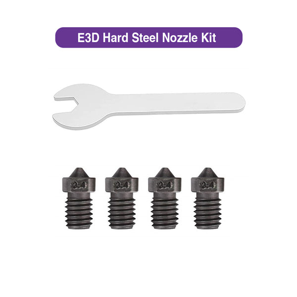 E3D Hard Steel Nozzle Kit - 11 Pieces + Open-End Wrench