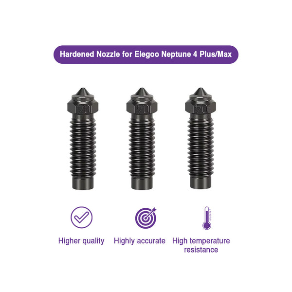 Hardened Nozzle for Elegoo Neptune 4 Plus/Max - Multiple Sizes Available (0.2mm to 1.0mm)