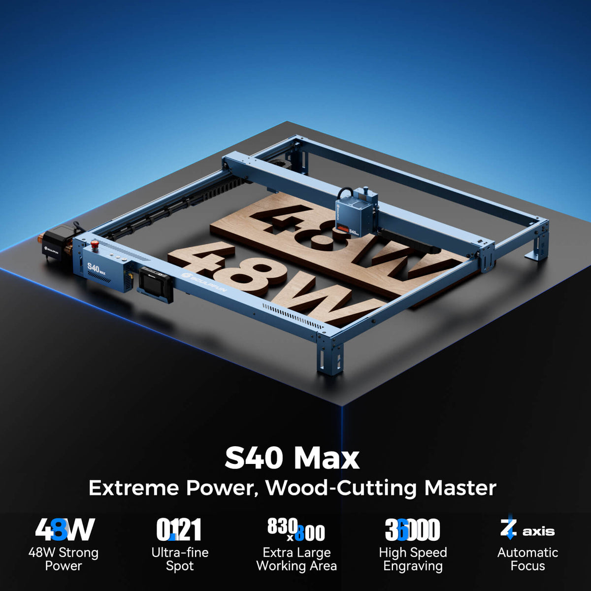 SCULPFUN S40 MAX cutting wood projects in a workshop