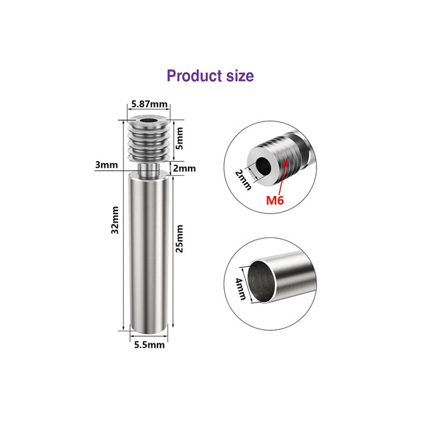 Prusa Mini Titanium Alloy Heatbreak M6x32mm for 1.75mm Filament (TC4)