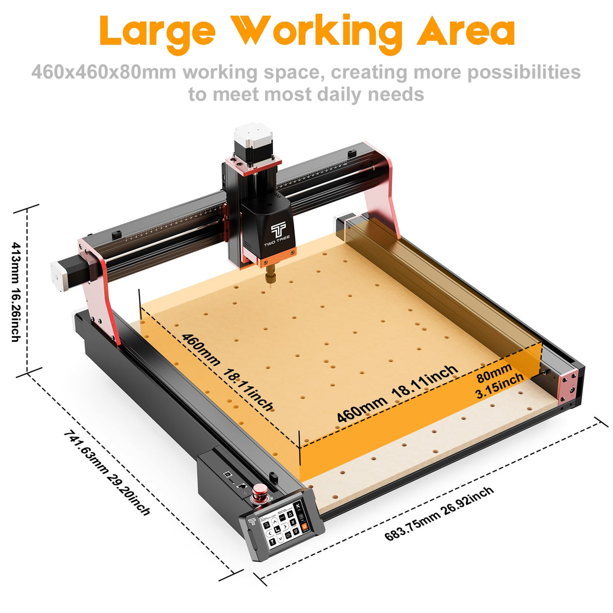 TwoTrees TTC450 Pro CNC Router working area